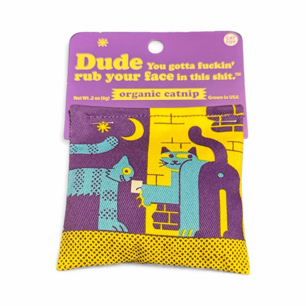 Blue Q Purple and Yellow Organic Catnip Pouch